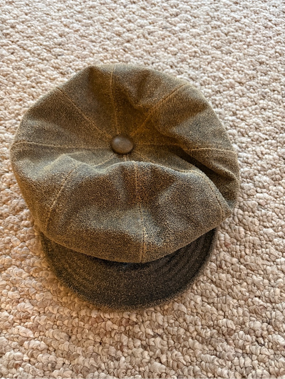 Women's Suede Newsboy Cap in Olive Brown